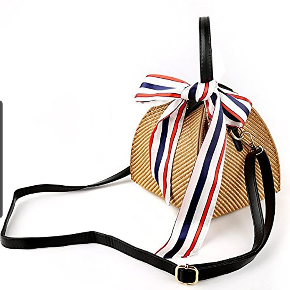 Joseko womens straw clutch unique triangle design